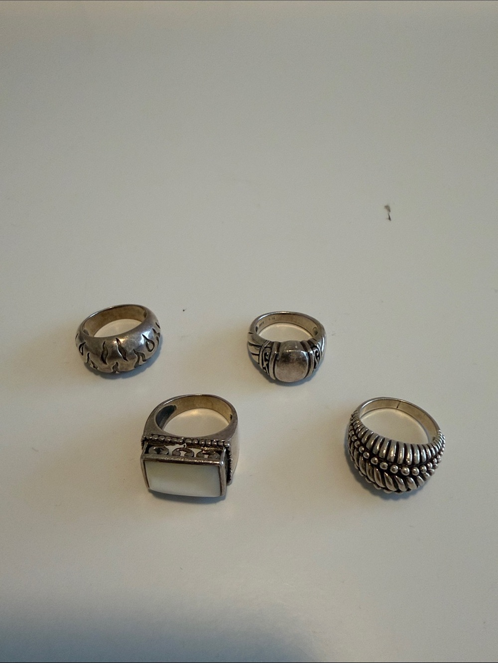 Women's Silver-Tone Ring Set — Four Piece Stackable Collection